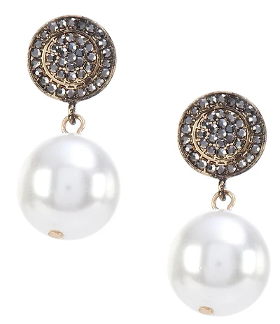 Southern Living Stone Post with Pearl Drop Earrings