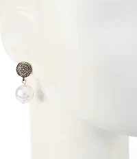 Southern Living Stone Post with Pearl Drop Earrings