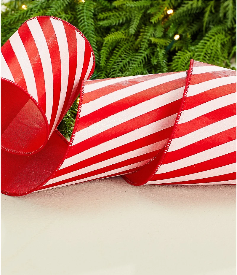 Southern Living Sweet Christmas Collection Candy Stripe Decorative Ribbon