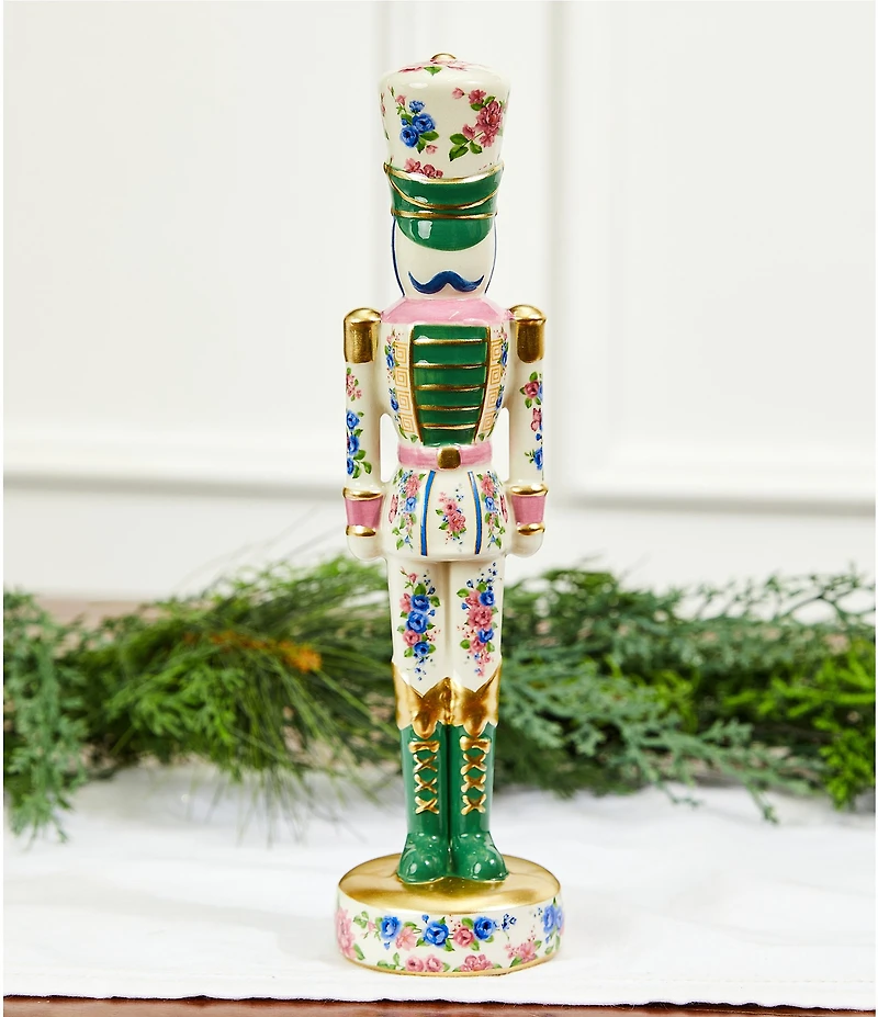 Southern Living Sweet Christmas Collection Floral Ceramic Nutcracker