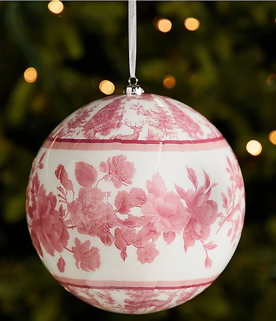 Southern Living Sweet Christmas Collection Pink Chinoiserie Floral Shatterproof Ball Ornament