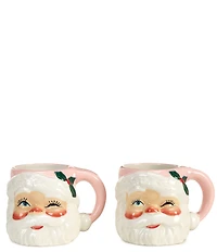 Southern Living Sweet Christmas Collection Pink Santa Mugs, Set of 2