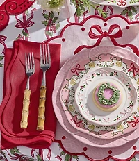 Southern Living Sweet Christmas Collection Pink/Red Scalloped Napkins, Set of 4