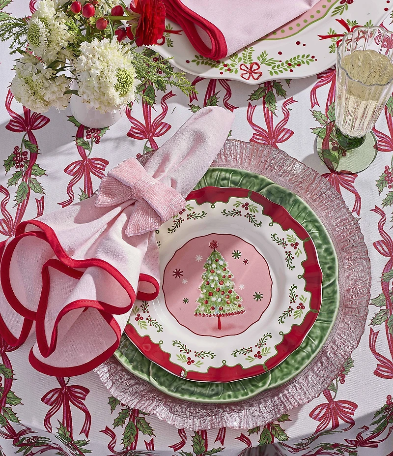Southern Living Sweet Christmas Collection Red Bow Tablecloth