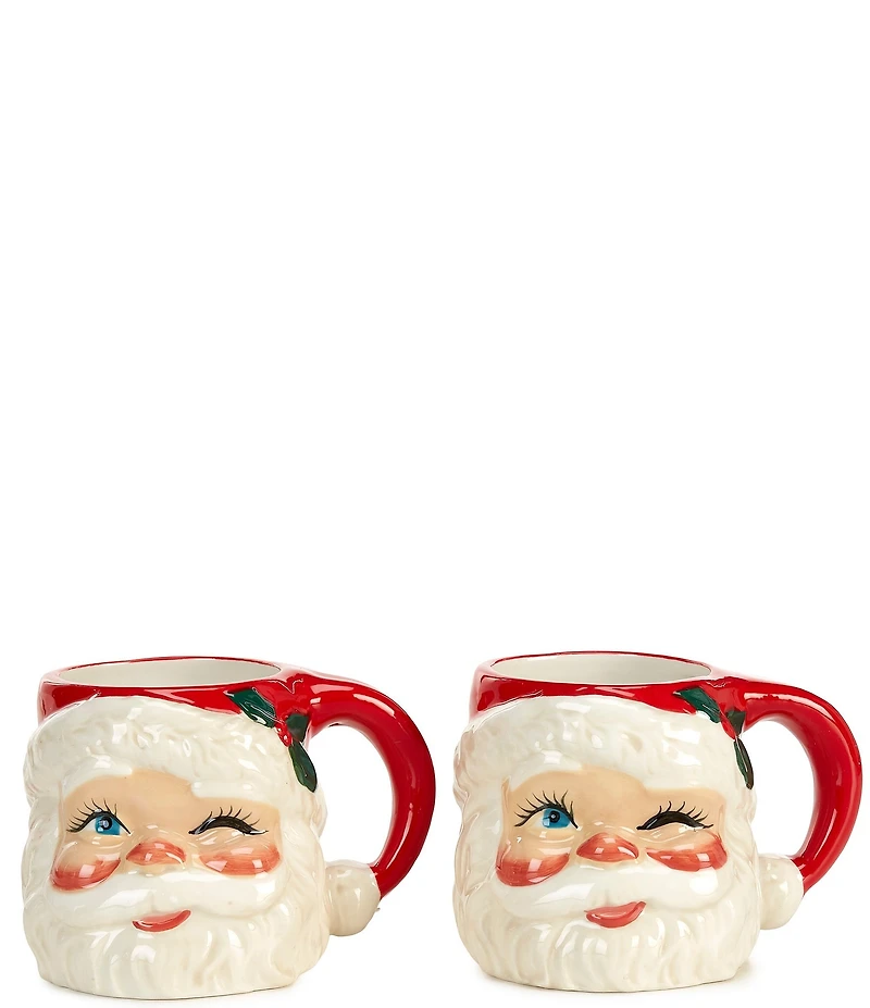 Southern Living Sweet Christmas Collection Red Santa Mug, Set of 2