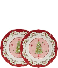 Southern Living Sweet Christmas Collection Red Tree Accent Plates, Set of 2