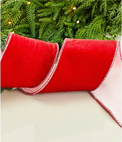 Southern Living Sweet Christmas Collection Solid 4#double; Reversible Decorative Ribbon