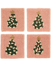 Southern Living Sweet Christmas Pink Beaded Coasters, Set of 4
