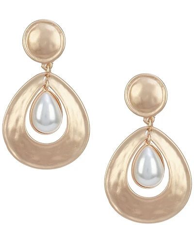 Southern Living Teardrop Pearl Large Doorknocker Orbital Clip Earrings