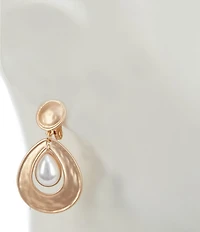 Southern Living Teardrop Pearl Large Doorknocker Orbital Clip Earrings