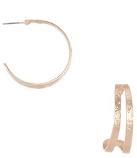 Southern Living Textured Metal Double Row Hoop Earrings
