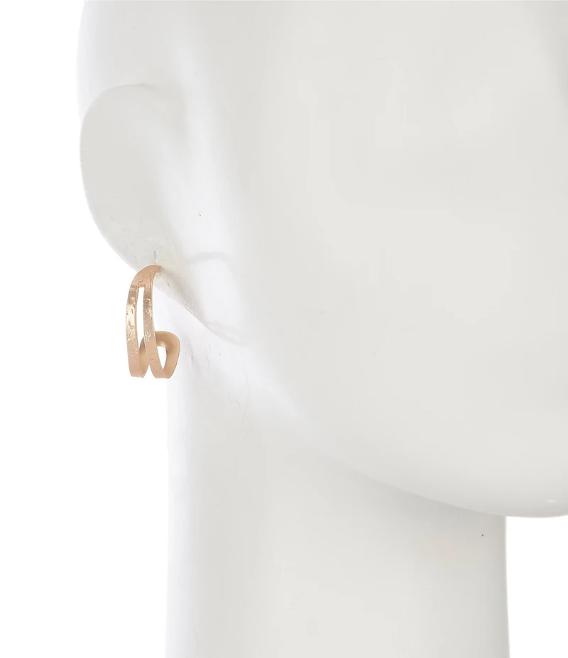 Southern Living Textured Metal Double Row Hoop Earrings