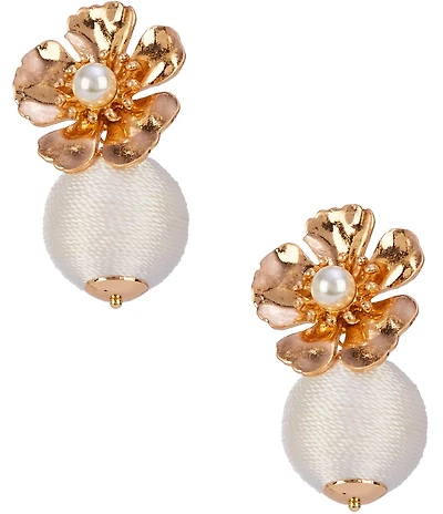 Southern Living Thread Wrapped Ball Flower Drop Earrings