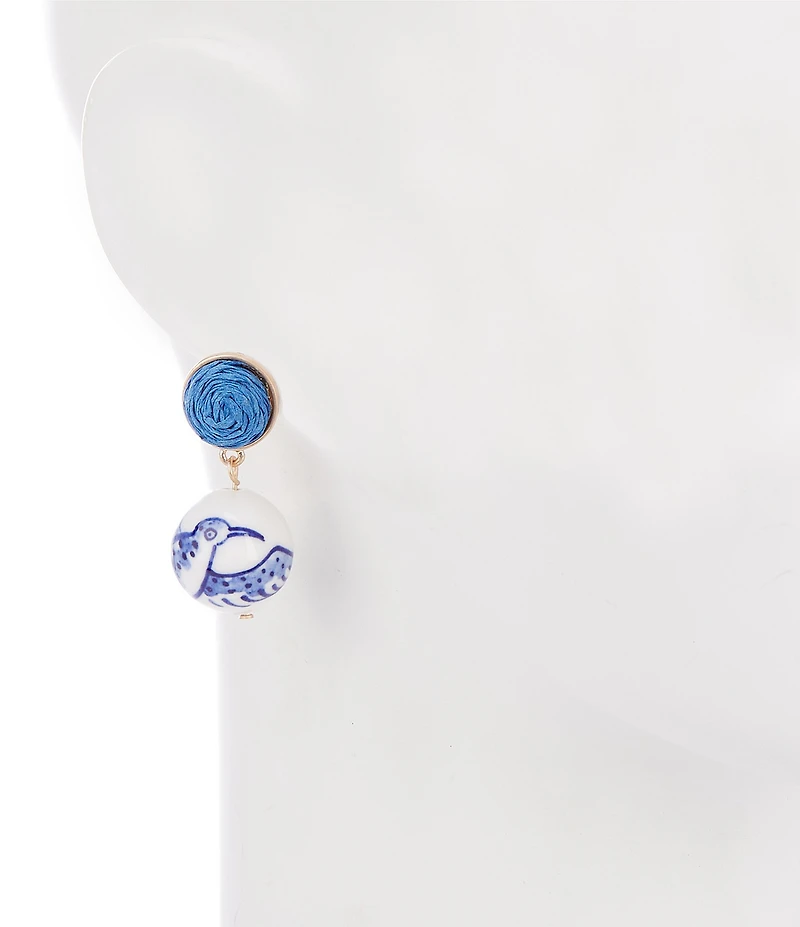 Southern Living Thread Wrapped Chinoiserie Bead Drop Earrings
