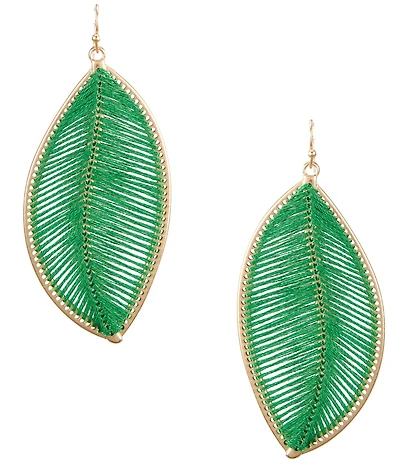 Southern Living Thread Wrapped Tropical Leaf Finding Drop Earrings