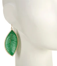 Southern Living Thread Wrapped Tropical Leaf Finding Drop Earrings