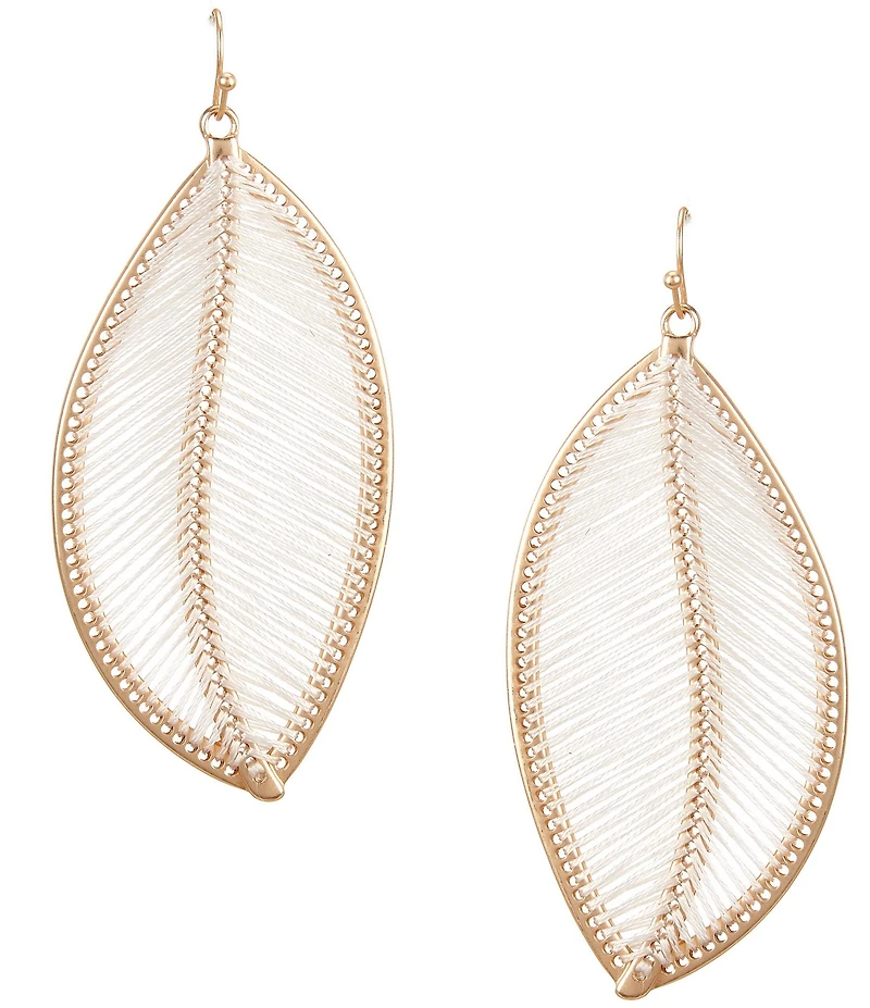Southern Living Thread Wrapped Tropical Leaf Finding Drop Earrings