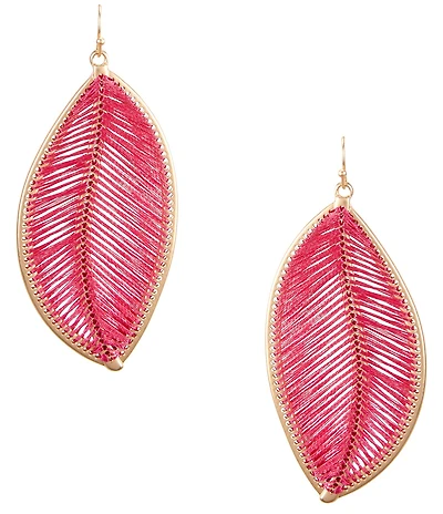 Southern Living Thread Wrapped Tropical Leaf Finding Drop Earrings