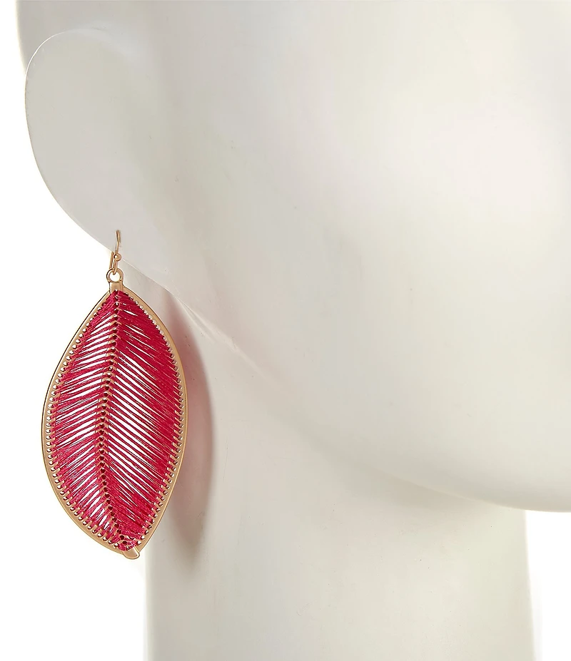 Southern Living Thread Wrapped Tropical Leaf Finding Drop Earrings
