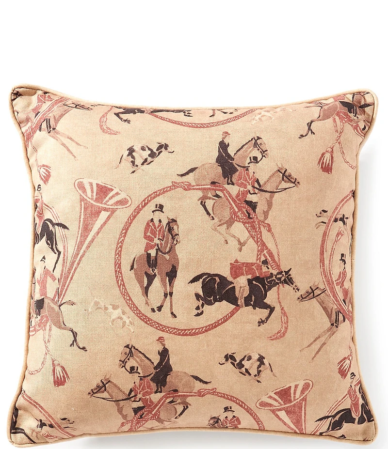 Southern Living To The Races Equestrian Western Motif Reversible Decorative Square Pillow