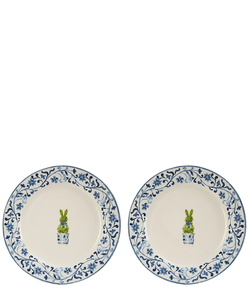 Southern Living Topiary Bunny Accent Plates, Set of 2