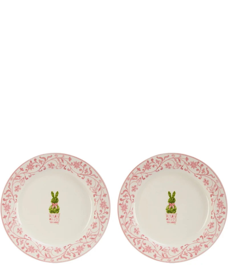 Southern Living Topiary Bunny Accent Plates, Set of 2