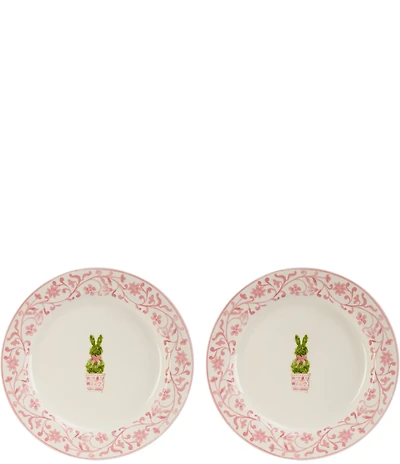 Southern Living Topiary Bunny Accent Plates, Set of 2