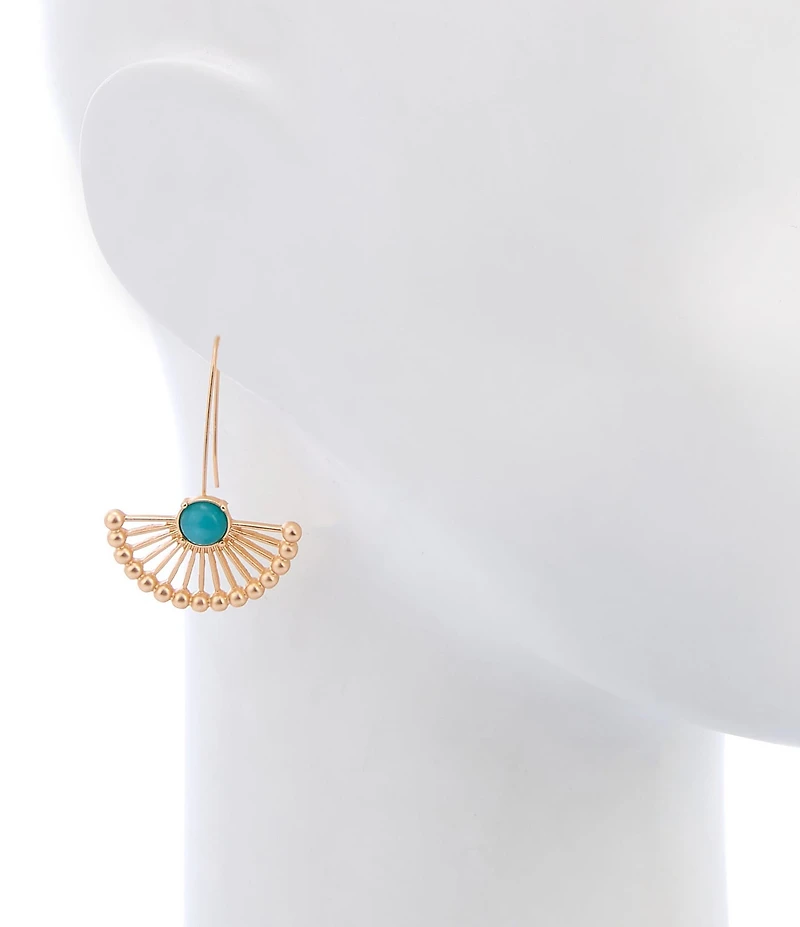 Southern Living Turquoise Open Metal Fan Resort Drop Earrings
