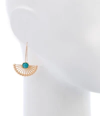 Southern Living Turquoise Open Metal Fan Resort Drop Earrings