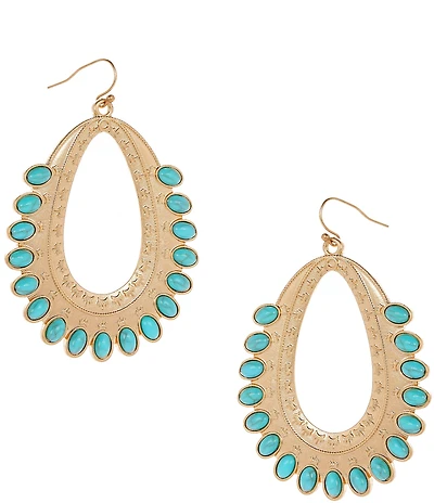 Southern Living Turquoise Embellished Oval Drop Earrings