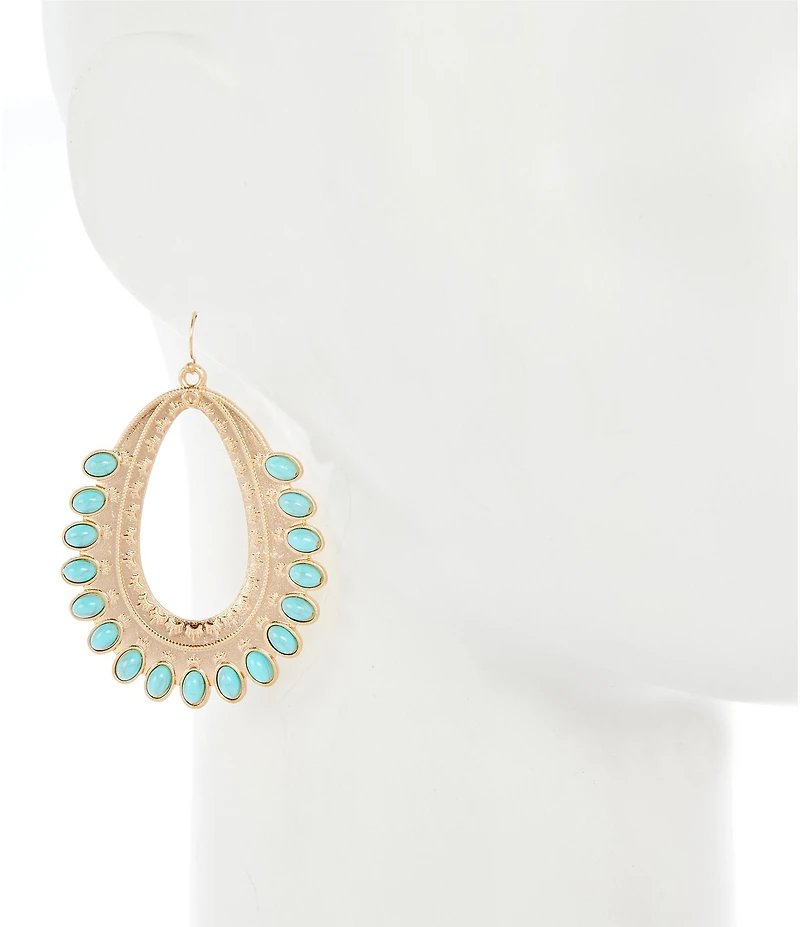 Southern Living Turquoise Embellished Oval Drop Earrings