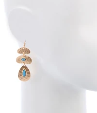 Southern Living Turquoise Hammered Multi Shape Metal Drop Earrings