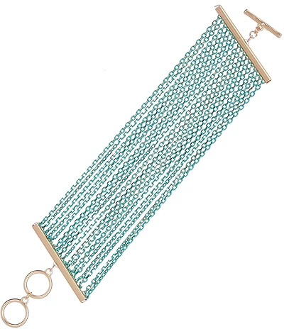 Southern Living Turquoise Multi Row Chain Statement Line Bracelet