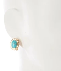 Southern Living Turquoise Oval Cab Metal Stud Clip Earrings