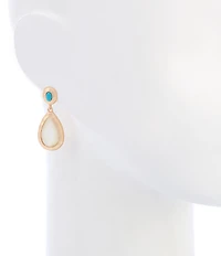 Southern Living Turquoise Oval Stud White Shell Epoxy Teardrop Earrings