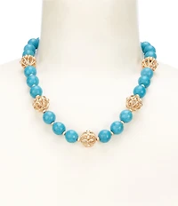 Southern Living Turquoise Reconstituted Scroll Open Metal Bead Collar Necklace