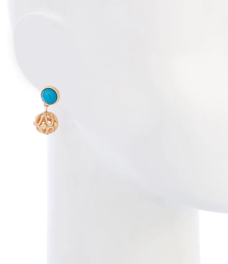 Southern Living Turquoise Reconstituted Stud Open Scroll Bead Drop Earrings