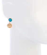 Southern Living Turquoise Reconstituted Stud Open Scroll Bead Drop Earrings