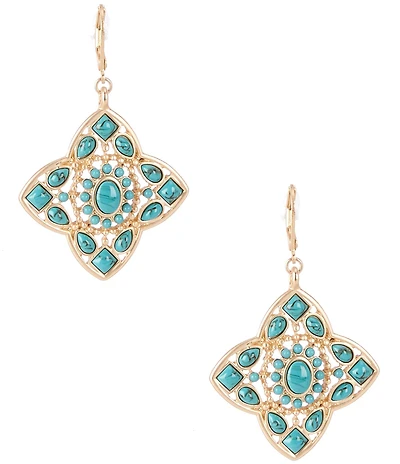 Southern Living Turquoise Resin Stone Quatrefoil Drop Earrings