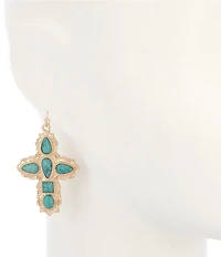 Southern Living Turquoise Stone Cross Drop Earrings