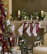 Southern Living Twelve Days of Christmas Collection Cream Stocking with Bow