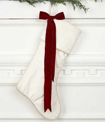 Southern Living Twelve Days of Christmas Collection Cream Stocking with Bow