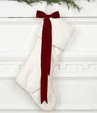 Southern Living Twelve Days of Christmas Collection Cream Stocking with Bow