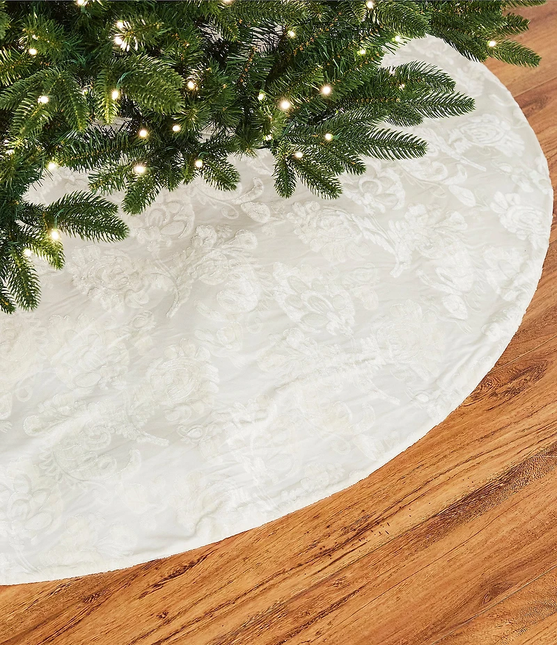 Southern Living Twelve Days of Christmas Collection Floral Velvet Jacquard Tree Skirt