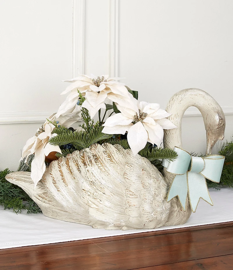 Southern Living Twelve Days of Christmas Collection Swimming Swan Floral Arrangement