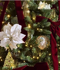 Southern Living Twelve Days of Christmas Collection White Fabric Poinsettia Clip, Set of 2