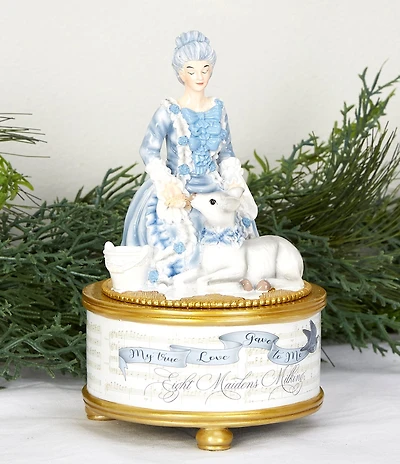 Southern Living Twelve Days of Christmas Collection Woman and Cow Music Box