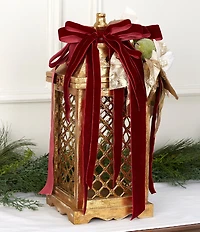 Southern Living Twelve Days of Christmas Collection Wood Pear and Ribbon Decorative Lantern