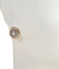 Southern Living Two Tone Cut Out Disc Drop Earrings