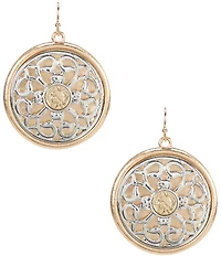 Southern Living Two Tone Cut Out Disc Drop Earrings